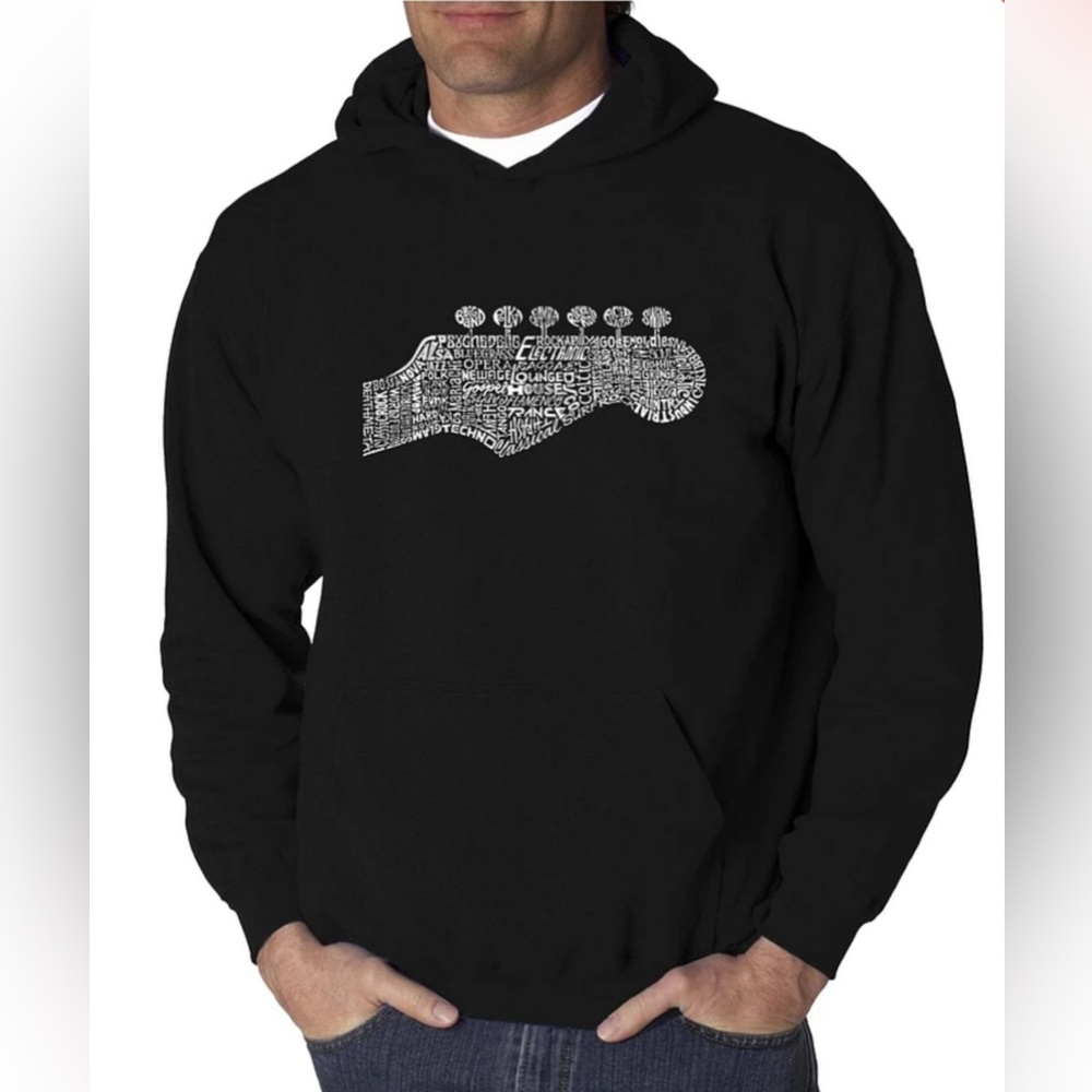 La Pop Art Men's Word Hooded Sweatshirt - Guitar Head Large